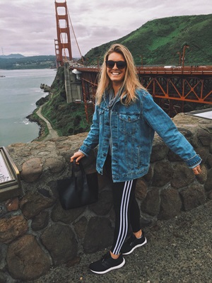 Photo of PA student Gabrielle Cook by the San Francisco Bay Bridge